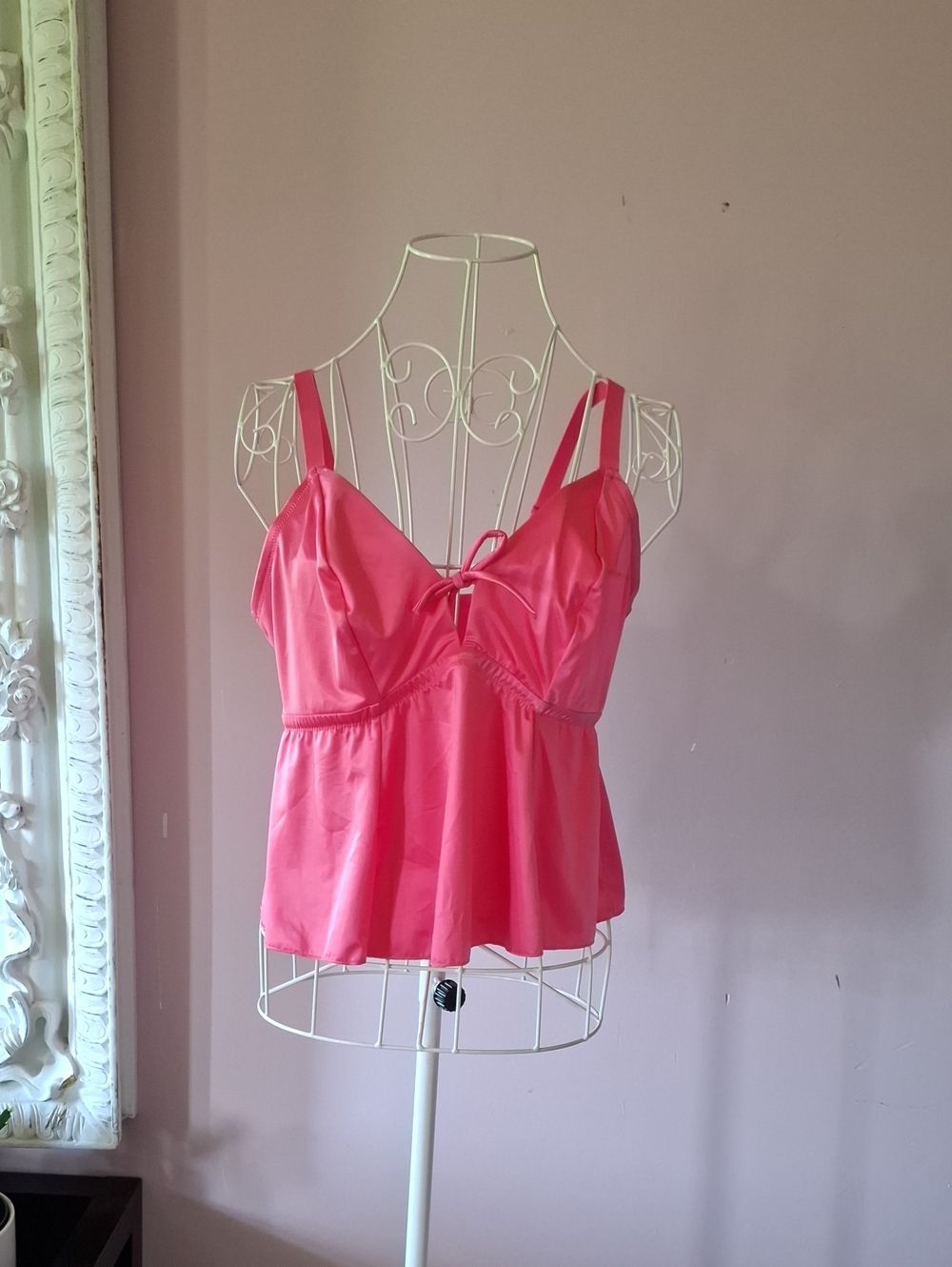 torrid Hot Pink Satin Tank with Front Tie